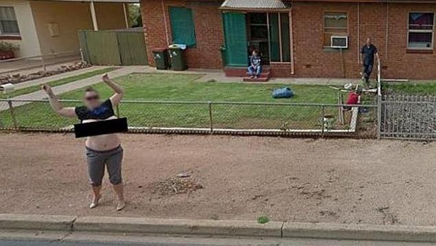 Karen Davis directs a cheeky wobble toward the Google Street Cameras.