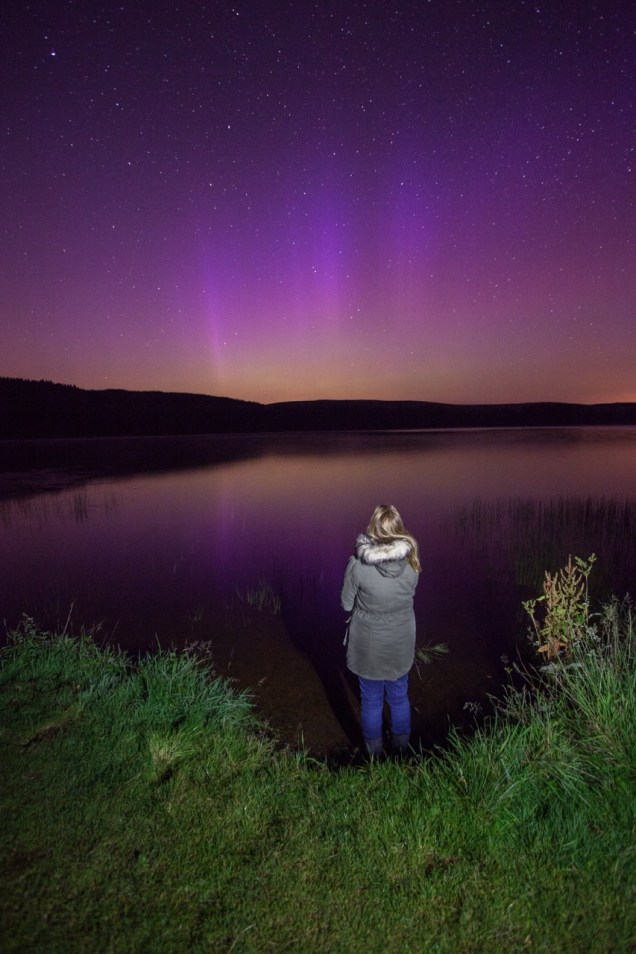 Aurora over Alemoor Reservoir, near Hawick, Scottish Borders. Copyright: Sam Cornwell
