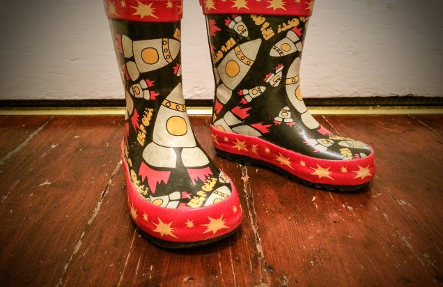 My Daughters Space Wellies are off to the Moon