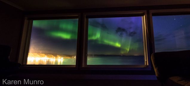 Karen Munro's amazing aurora captured from her living room window while she slept.